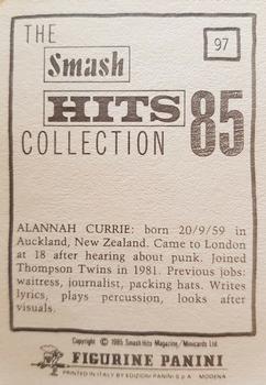 1985 Panini Smash Hits #97 Allanah Currie Back