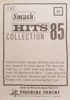 1985 Panini Smash Hits #99 Status Quo Back