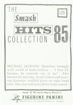 1985 Panini Smash Hits #125 Michael Jackson Back