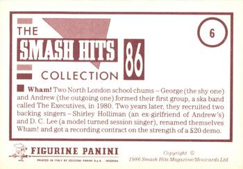 1986 Panini Smash Hits Stickers #6 Wham! Back