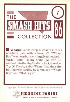 1986 Panini Smash Hits Stickers #7 Wham! Back
