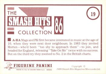 1986 Panini Smash Hits Stickers #19 A-Ha Back