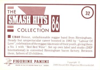 1986 Panini Smash Hits Stickers #32 UB40 Back