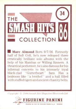 1986 Panini Smash Hits Stickers #34 Marc Almond Back