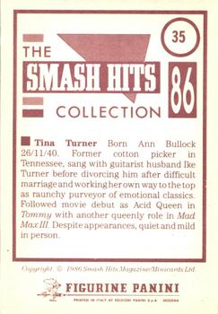 1986 Panini Smash Hits Stickers #35 Tina Turner Back
