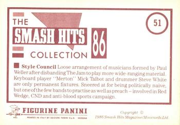 1986 Panini Smash Hits Stickers #51 The Style Council Back