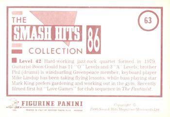 1986 Panini Smash Hits Stickers #63 Level 42 Back