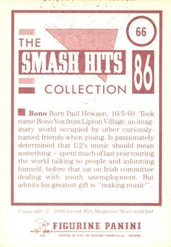 1986 Panini Smash Hits Stickers #66 Bono Back