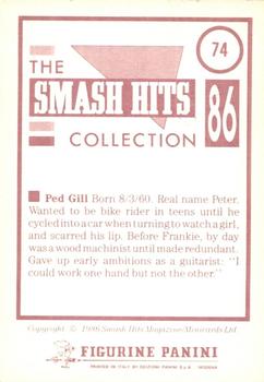1986 Panini Smash Hits Stickers #74 Ped Gill Back