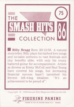 1986 Panini Smash Hits Stickers #75 Billy Bragg Back