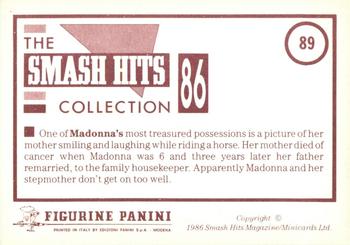 1986 Panini Smash Hits Stickers #89 Madonna (puzzle 2) Back
