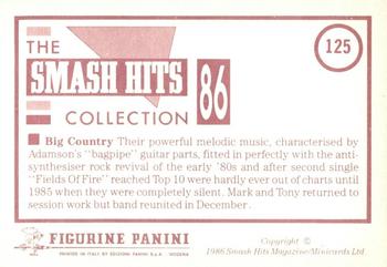 1986 Panini Smash Hits Stickers #125 Big Country Back