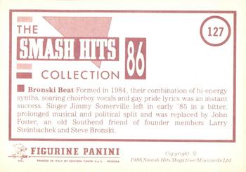 1986 Panini Smash Hits Stickers #127 Bronski Beat Back