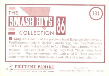 1986 Panini Smash Hits Stickers #131 King Back