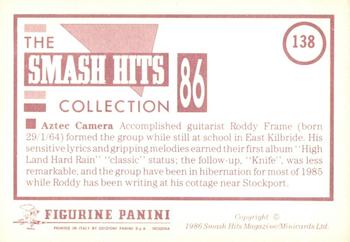 1986 Panini Smash Hits Stickers #138 Aztec Camera Back