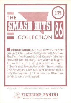 1986 Panini Smash Hits Stickers #139 Simple Minds Back