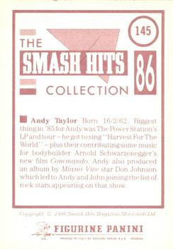 1986 Panini Smash Hits Stickers #145 Andy Taylor Back