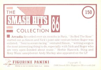 1986 Panini Smash Hits Stickers #150 Arcadia Back