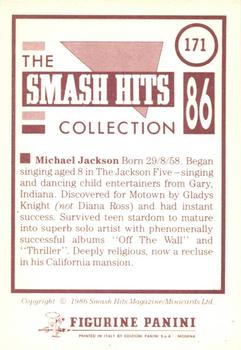 1986 Panini Smash Hits Stickers #171 Michael Jackson Back