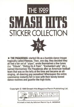1989 Panini Smash Hits Sticker Collection #76 The Pasadenas Back