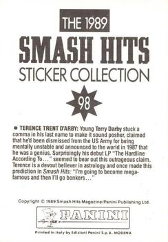 1989 Panini Smash Hits Sticker Collection #98 Terence Trent D'Arby Back