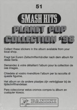 1999 Panini Smash Hits Stickers #51 Celine Dion Back