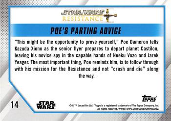 2019 Topps Star Wars: Resistance #14 Poe's Parting Advice Back