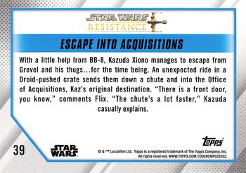 2019 Topps Star Wars: Resistance #39 Escape into Acquisitions Back