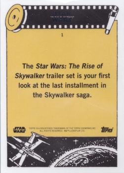 2019 Topps Star Wars: The Rise of Skywalker Trailer Cards #1 Poe, Finn & C-3PO on Speeder Back