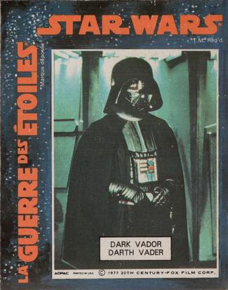 1977 ADPAC Canadian General Mills La Guerre Des Etoiles / Star Wars Stickers #NNO Dark Vador / Darth Vader Front