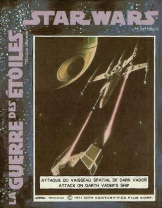 1977 ADPAC Canadian General Mills La Guerre Des Etoiles / Star Wars Stickers #NNO Attaque du Vaisseua Spatial de Dark Vador / Attack on Darth Vader's Ship Front