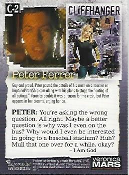 2007 Inkworks Veronica Mars Season 2 - Cliffhanger Puzzle #C-2 Peter Ferrer Back