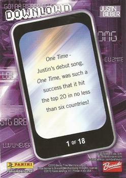 2010 Panini Justin Bieber - Downlowd #1 One Time Back