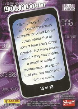 2010 Panini Justin Bieber - Downlowd #15 Silent Library Back