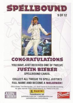 2010 Panini Justin Bieber - Spellbound #9 Justin Bieber Back