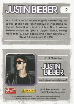 2012 Panini Justin Bieber #2 Was Justin's fourth album eagerly awaited by his scores of die hard fans? Back