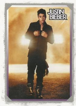 2012 Panini Justin Bieber #16 To no surprise, Justin's Believe album was greeted with glowing reviews. Front