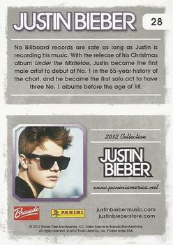 2012 Panini Justin Bieber #28 No Billboard records are safe as long as Justin is recording his music. Back