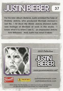 2012 Panini Justin Bieber #37 For his new album Believe, Justin enlisted the help of Rodney Jerkins... Back