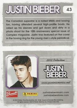 2012 Panini Justin Bieber #43 The Canadian superstar is a noted MMA and boxing fan, having attended several high-profile bouts. Back