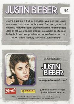 2012 Panini Justin Bieber #44 Growing up as a kid in Canada, you can bet Justin was more than a fan of hockey. Back