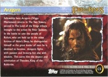 2002 Cadbury Lord of the Rings (Australia) #C5 Aragorn Back