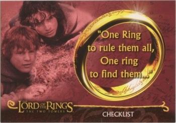 2002 Cadbury Lord of the Rings (UK) #C1 Checklist Front