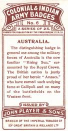 1917 Player's Colonial & Indian Army Badges #6 Australia Back