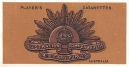 1917 Player's Colonial & Indian Army Badges #6 Australia Front