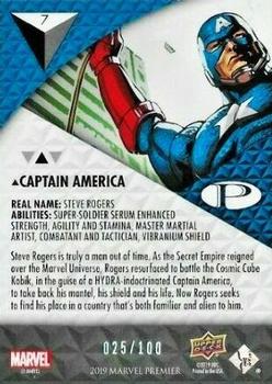 2019 Upper Deck Marvel Premier #7 Captain America Back