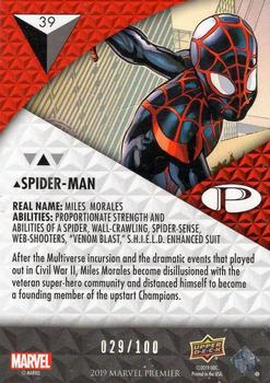 2019 Upper Deck Marvel Premier #39 Spider-Man Back