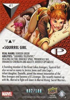 2019 Upper Deck Marvel Premier #41 Squirrel Girl Back