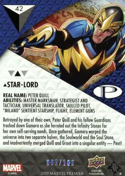 2019 Upper Deck Marvel Premier #42 Star-Lord Back