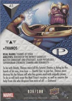 2019 Upper Deck Marvel Premier #45 Thanos Back
